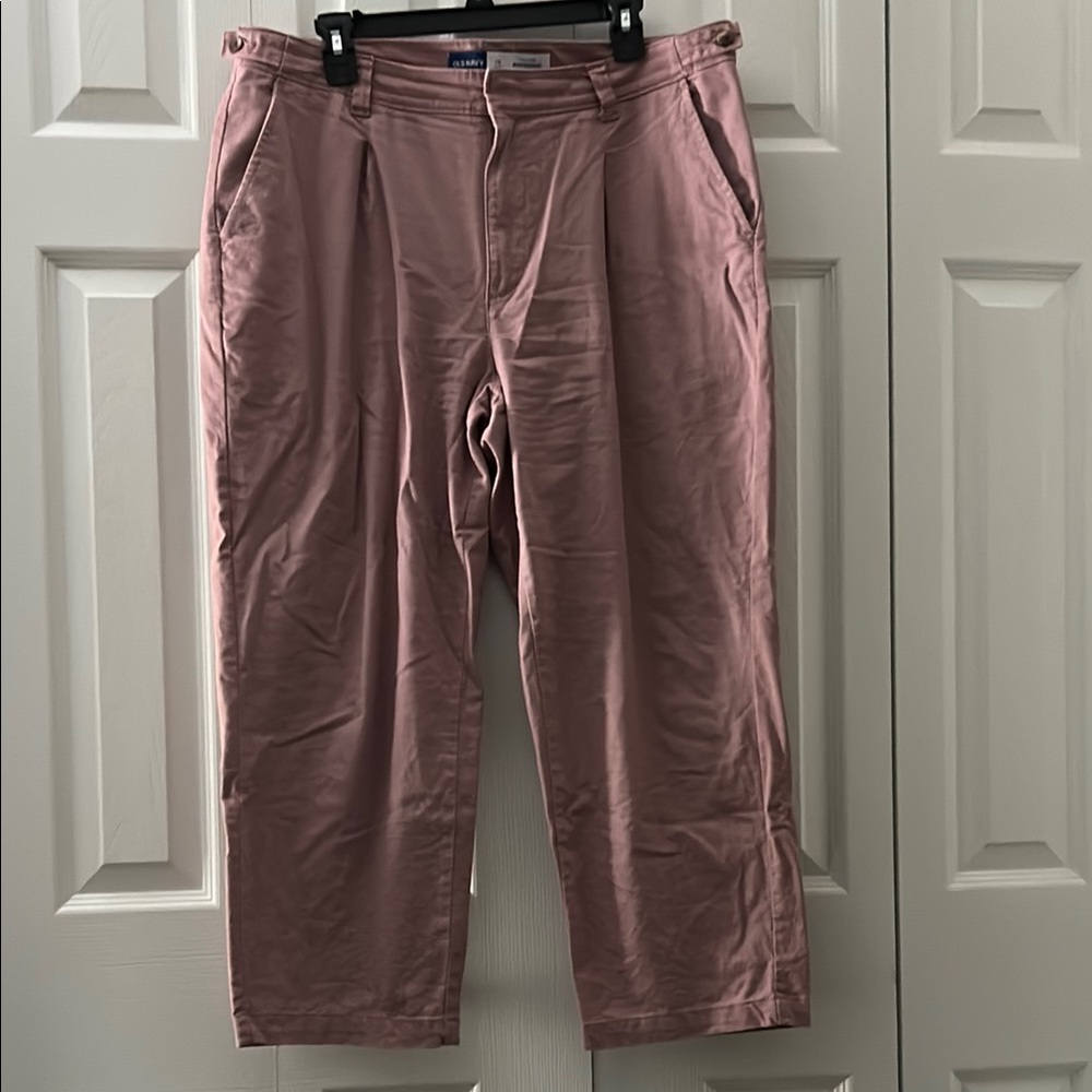 Old Navy Dusty Pink Adjustable Waist Boyfriend Pants